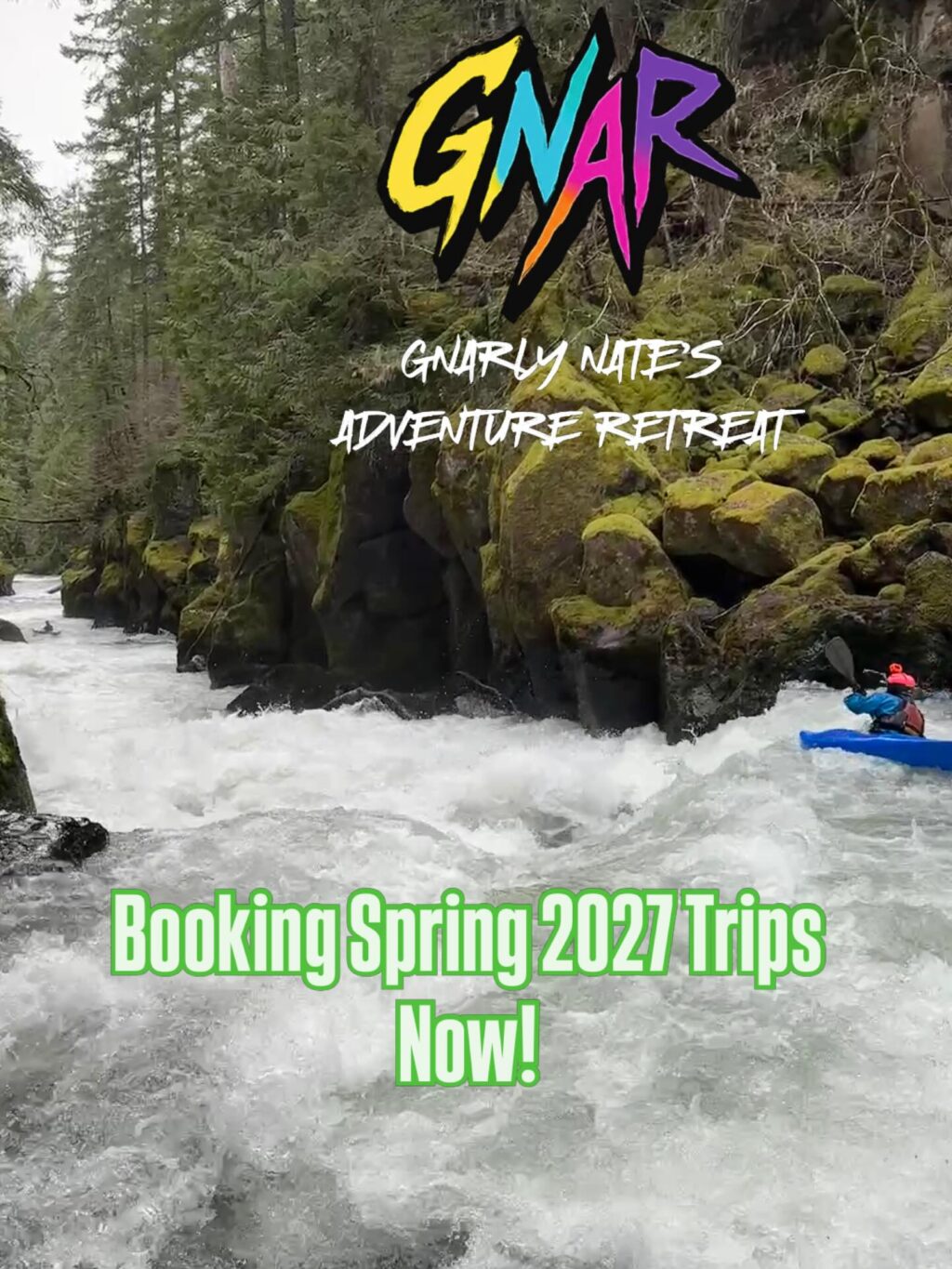 Ready for the best whitewater trip of your life?! This is it! All-inclusive, week-long trips based in White Salmon, WA. We’re booking Spring 2027 trips now. DM for details! #gnarlynatesadventureretreat #whitewaterkayaking #gorgelife #beatering #columbiagorge